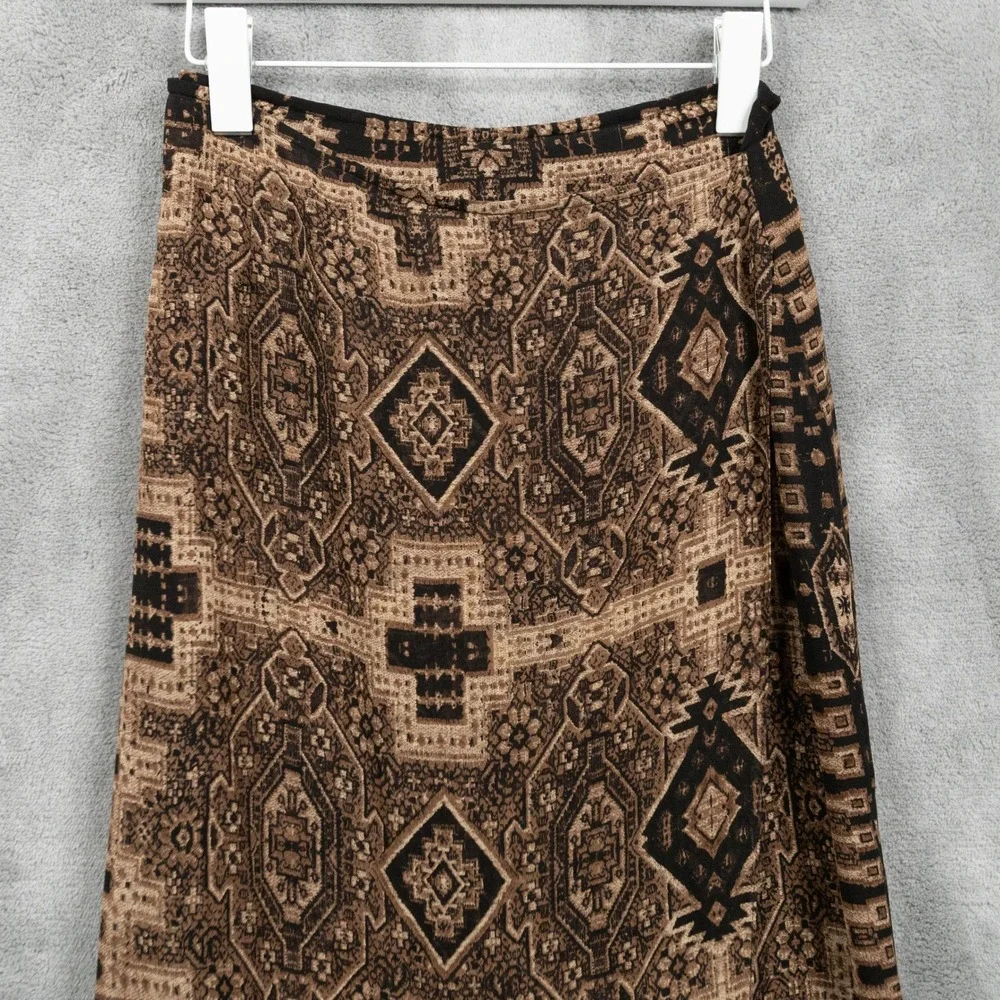 EMANUEL UNGARO 100% Silk Faux Wrap Midi Skirt Persian Tapestry Geo Print Sz 4P